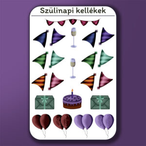 Szülinapi kellékek matricaívek