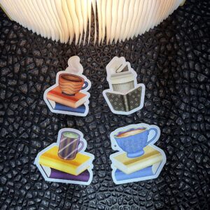 Könyvek és italok dekor matricák