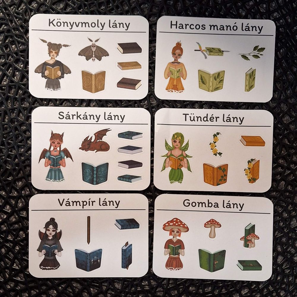Olvasó lányok fantasy matricaívek