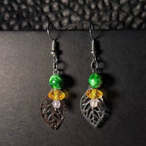 Leveles, gombás fülbevaló