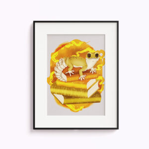 Könyvek és állatok poszter - gekkó