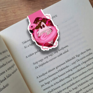 Szellem flamingós gumimatraccal mágneses könyvjelző