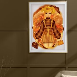 Őszi gomba lány poszter - Rókagomba