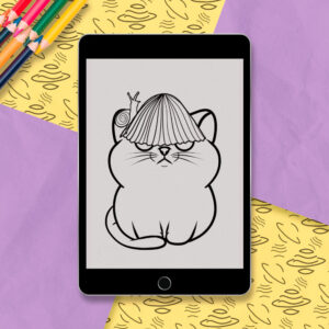 Őszi gomba cica színező