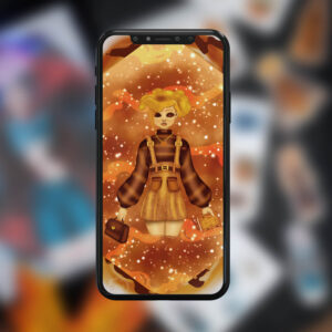 Őszi gomba lány telefon háttérkép