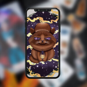 Őszi gomba cica telefon háttérkép