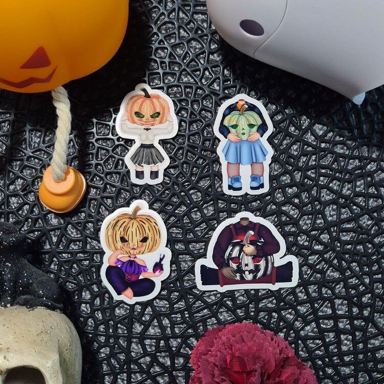 Halloweeni kavalkád vízálló dekor matricák - Tök lányok